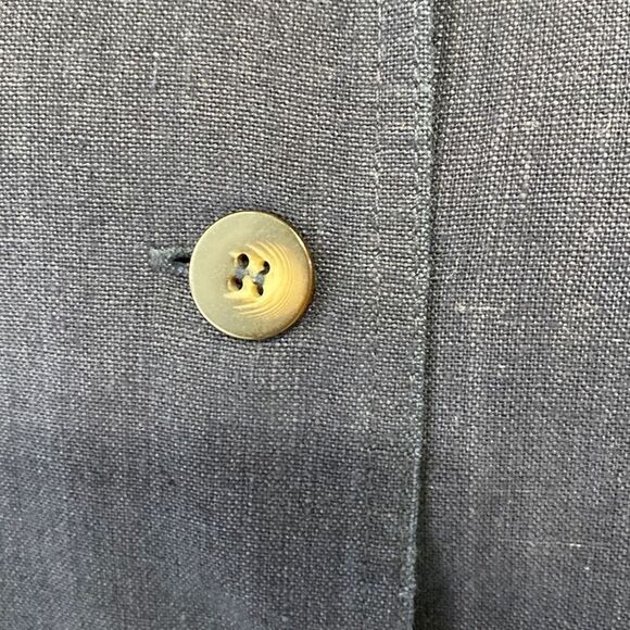 Maggy London Womens Linen Blend Button Front Collared Midi Linen Shift Dress Nav - Picture 8 of 13